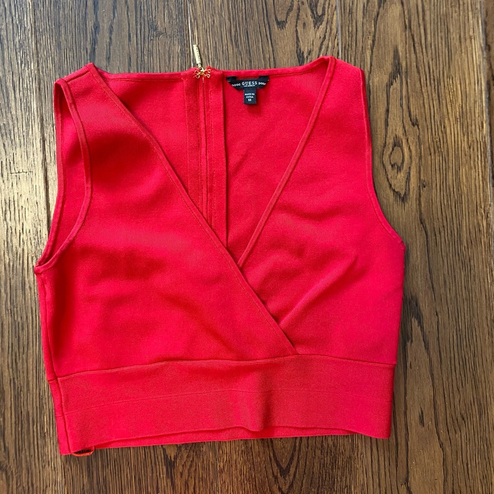 Guess Red Sleeveless Crop Top